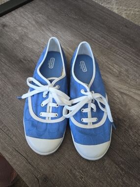 Coach Bellamy Womens Low Top Canvas Lace Up Sneakers Blue Size 10 B